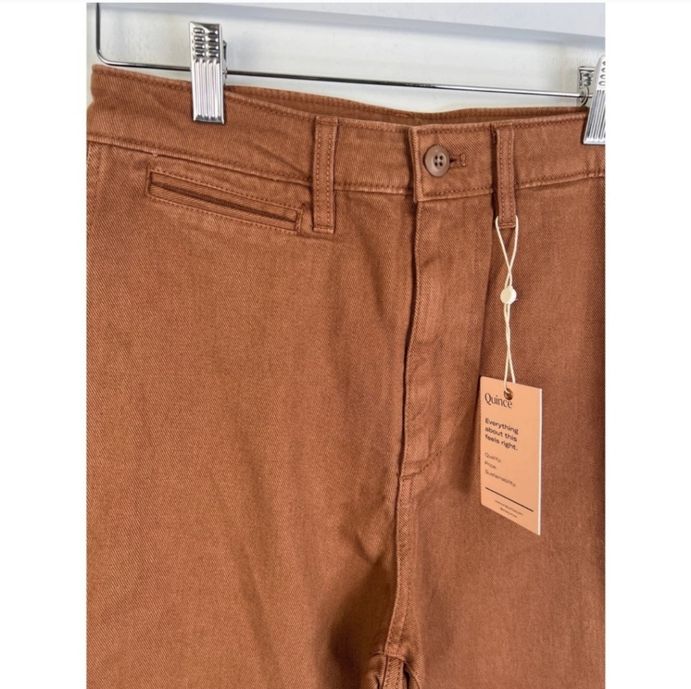 Quince Women Organic Stretch Cotton Twill Straight Leg Cropped Pants Jean Brown - Picture 6 of 8